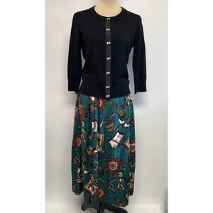 Vintage 80s Chaus Skirt Sz 16 Equestrian Hunting Novelty Print Preppy Old Money